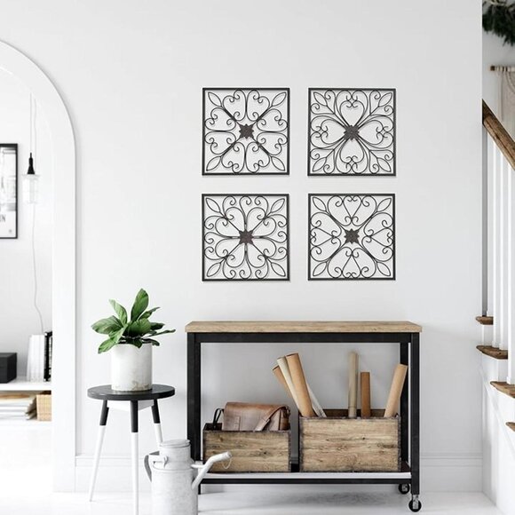 New Set of 4 Metal Wall Decor-Large Decorative Wrought Scroll Wall Decor Art - Picture 7 of 8